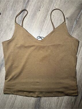 Dynamite Spaghetti Strap V-Neck Cami Tank Top - Tan/brown